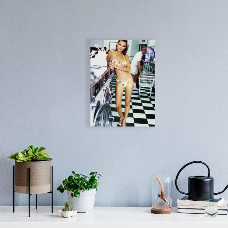 Canvas Wall Art  "Kate Moss In A Laundromat" Art Print by Arthur Elgort 30x40 cm