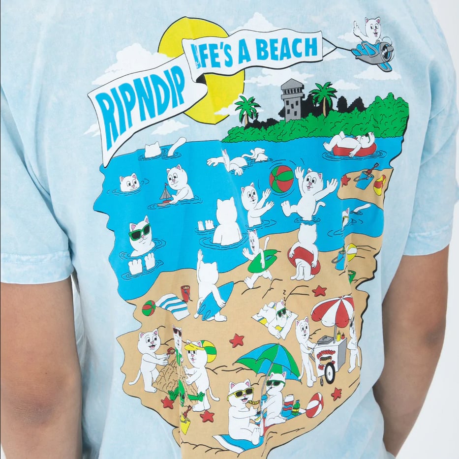 Ripndip t-shirt Lifes A Beach Tee (Light Blue Mineral Wash)