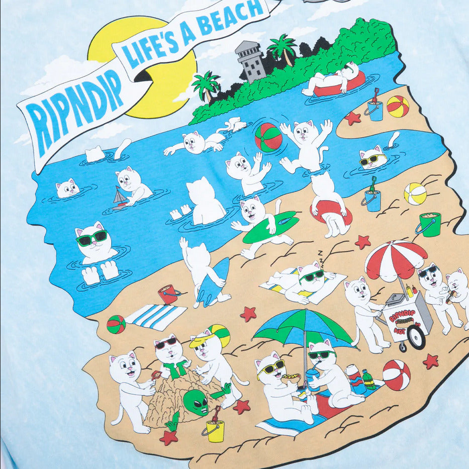 Ripndip t-shirt Lifes A Beach Tee (Light Blue Mineral Wash)