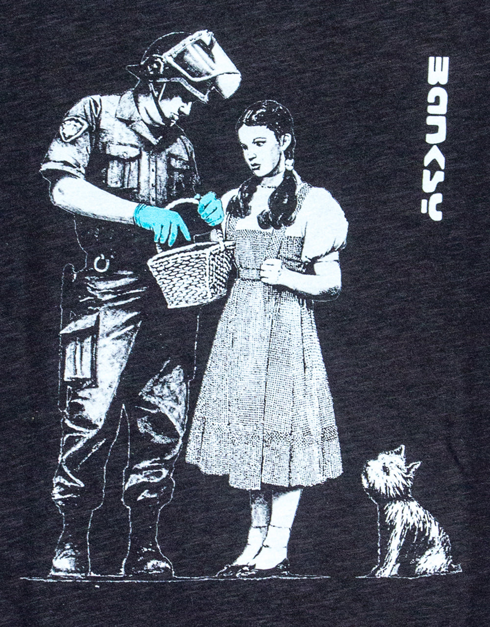 Dorothy Banksy t-shirt donna – Police search