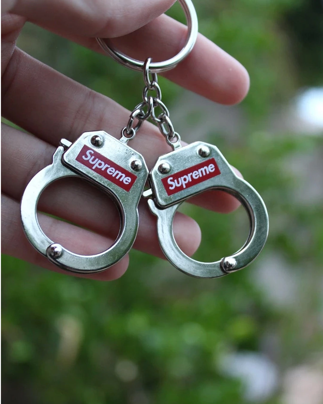 Supreme Handcuffs Keychain Silver