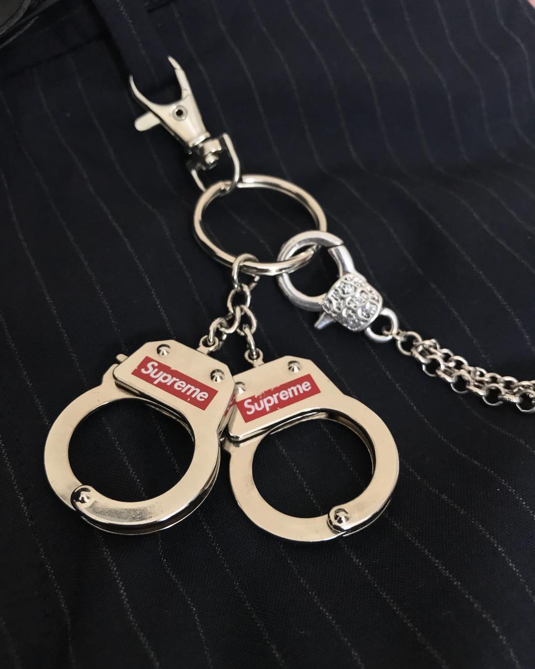 Supreme Handcuffs Keychain Silver