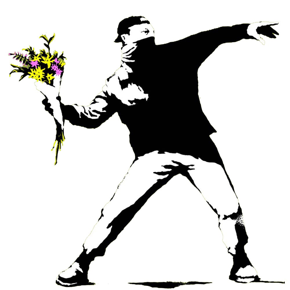 Banksy - Flower Thrower “Il lanciatore di fiori”