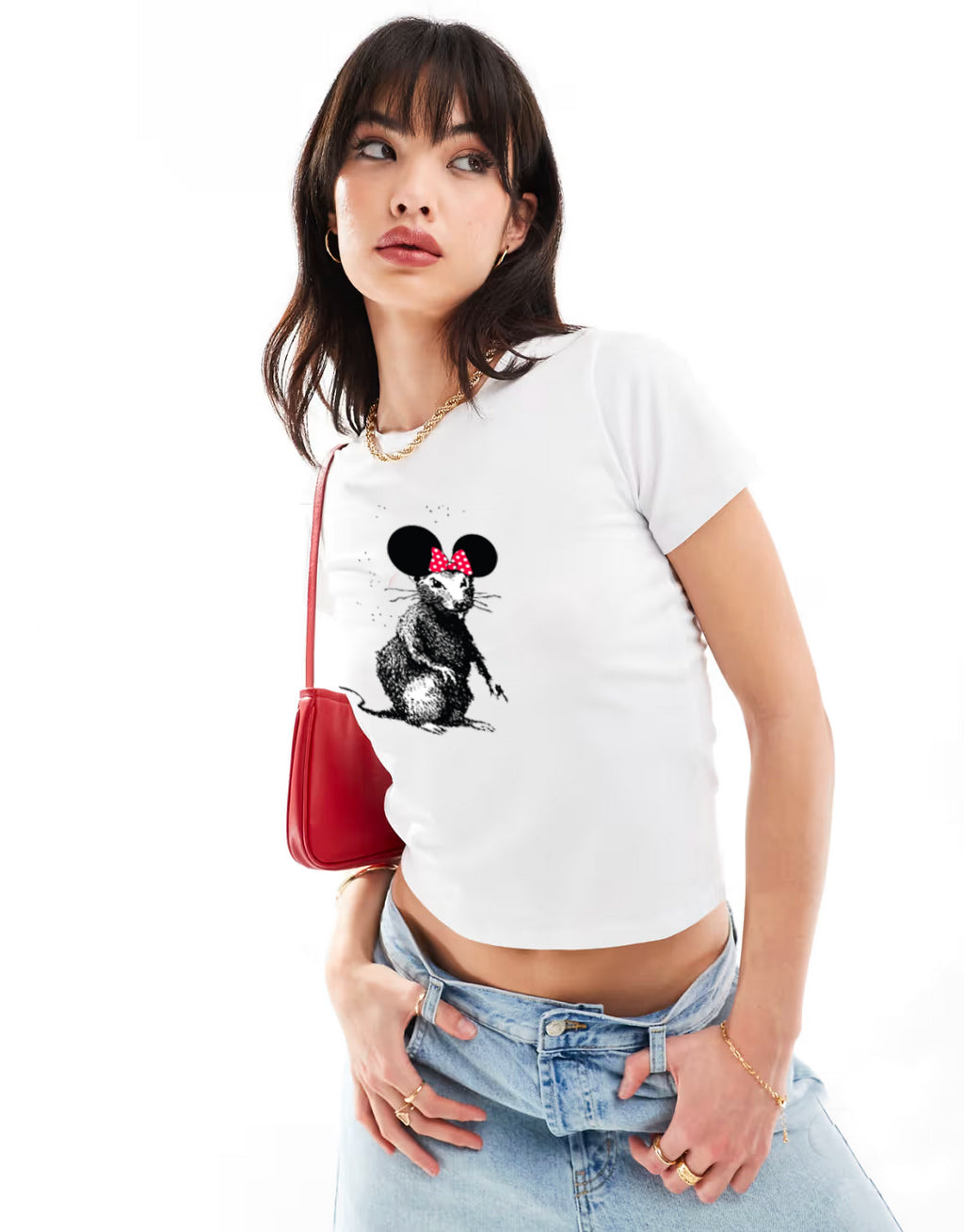 BANKSY RAT  T SHIRT IN WHITE Womens