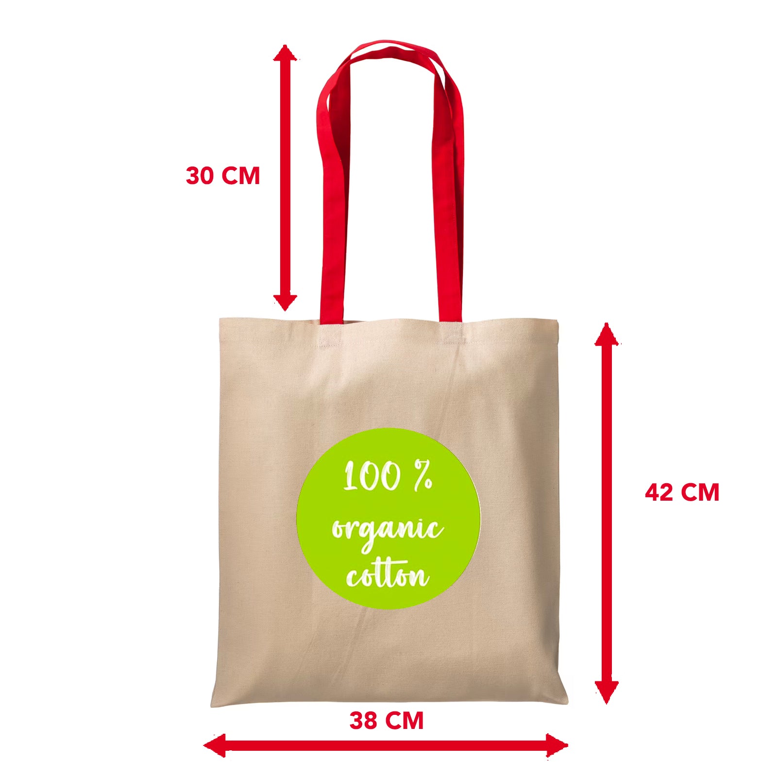 Tote Bag - Girl with red balloon shopper in natural cotton 220 g/m2 with pin