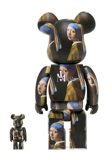Medicom Johannes Vermeer Girl With A Pearl Earring 100% 400% Bearbrick Figure Set (black)