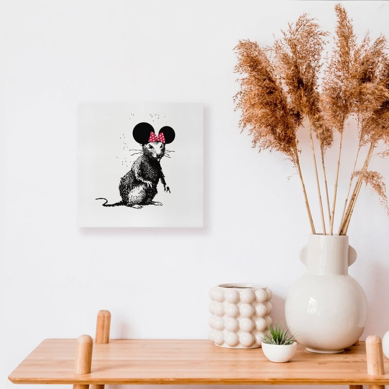 Banksy Canvas Wall Art  "Banksy Dismaland Rat babe" 30x30 cm