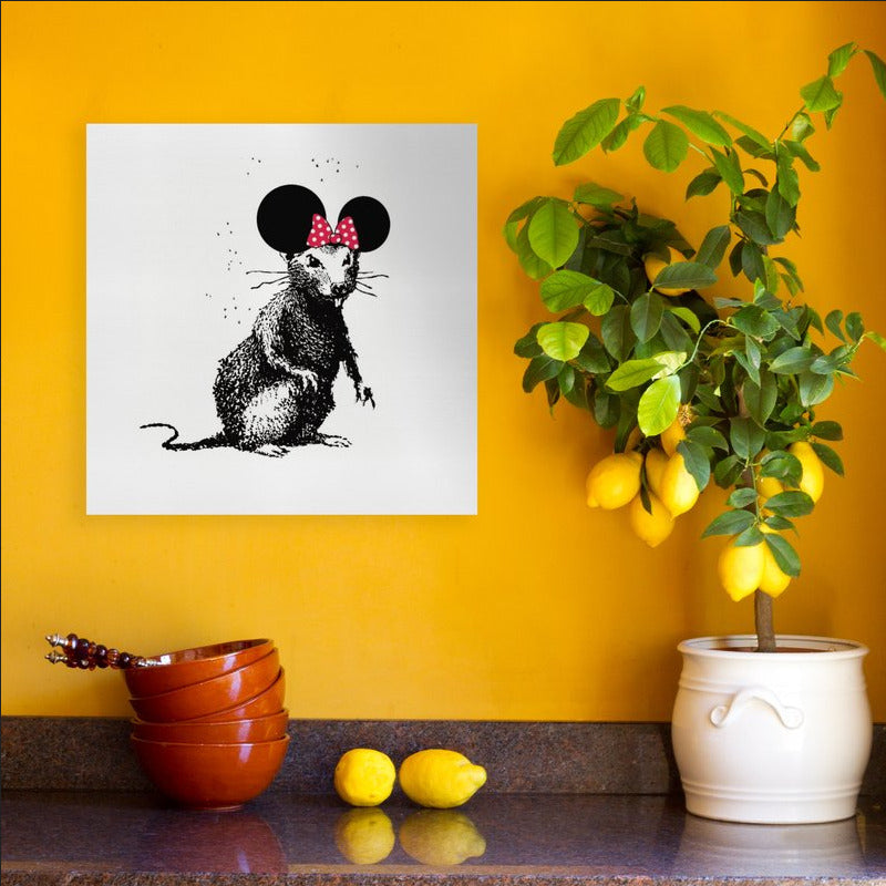 Banksy Canvas Wall Art  "Banksy Dismaland Rat babe" 30x30 cm